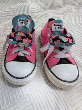 Converse Kids Pink Floral Accent Low Top Sneakers